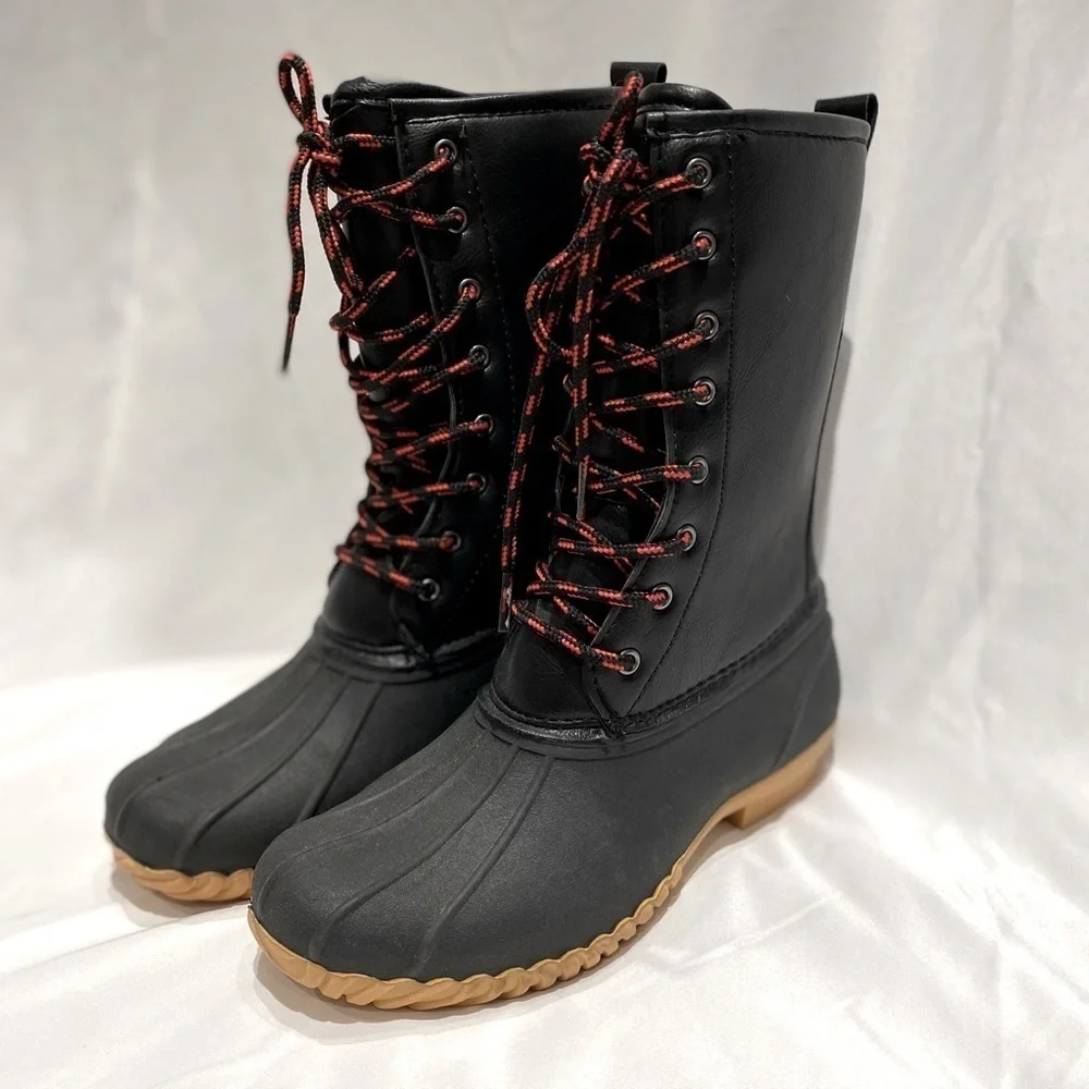Sociology Joan Black Shearling Lined Duck Boots, size 6